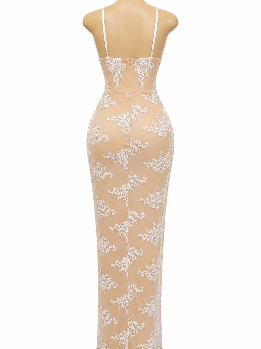 Windsor Nude Maxi Dress with White Lace Appliqué - Picture 2 of 2